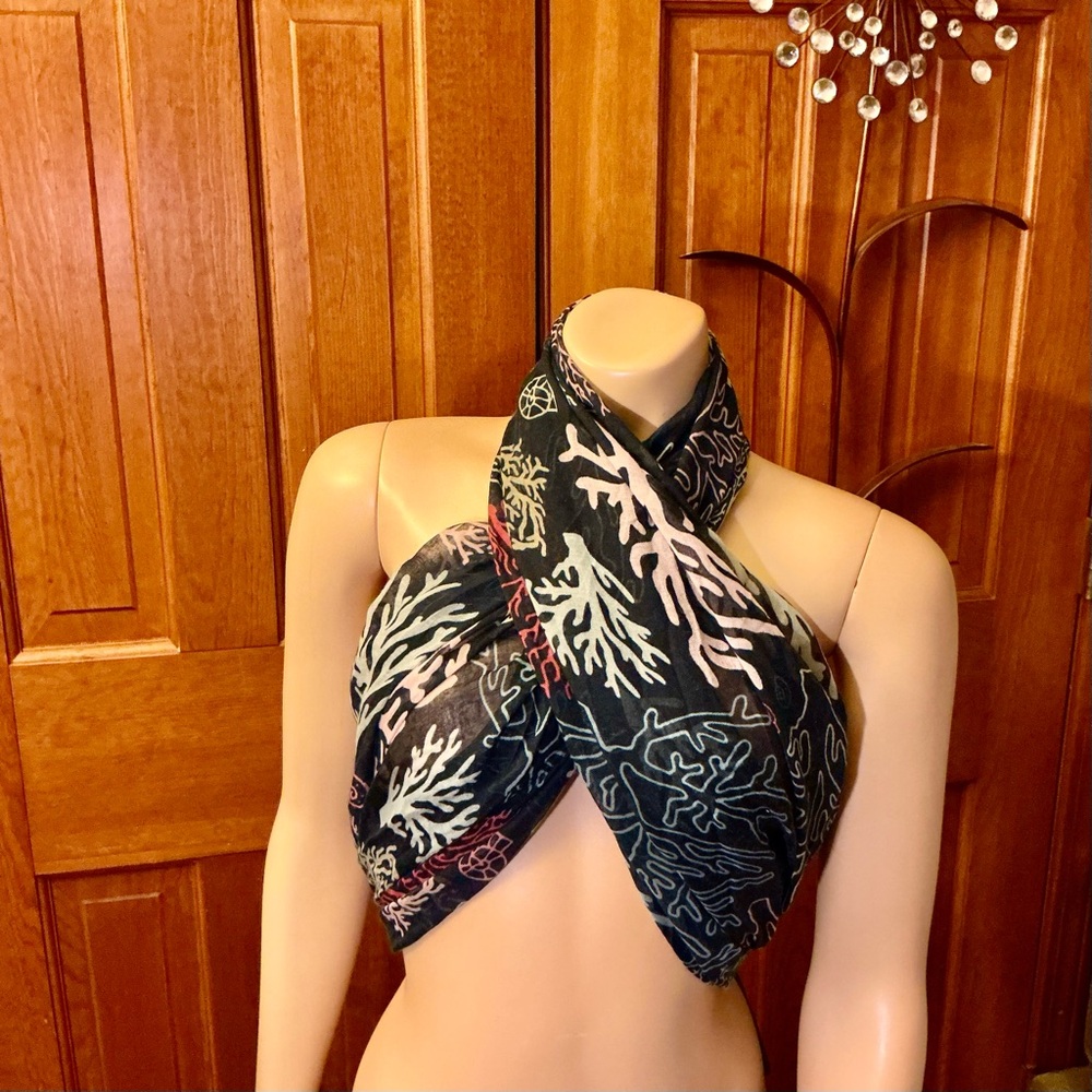 Coral Print Wrap Scarf